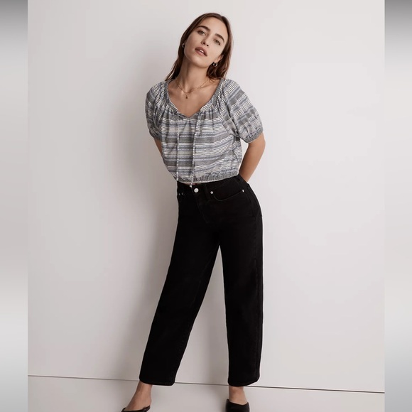 NWT Size XL Madewell Jacquard Keyhole Crop Top in Tranquil Ocean - Picture 5 of 11